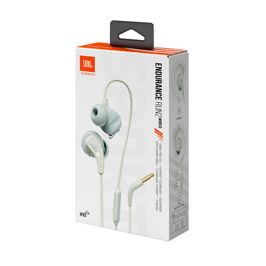 JBL Endurance Run 2 Wired - White - Waterproof Wired Sports In-Ear Headphones - Detailshot 10